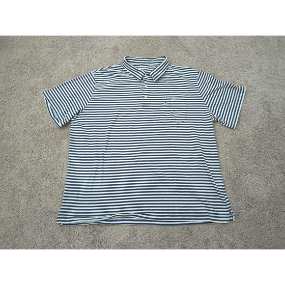 Crown & Ivy Polo Shirt Mens XXL Striped Short‎ Sleeve Blue White - Picture 1 of 7